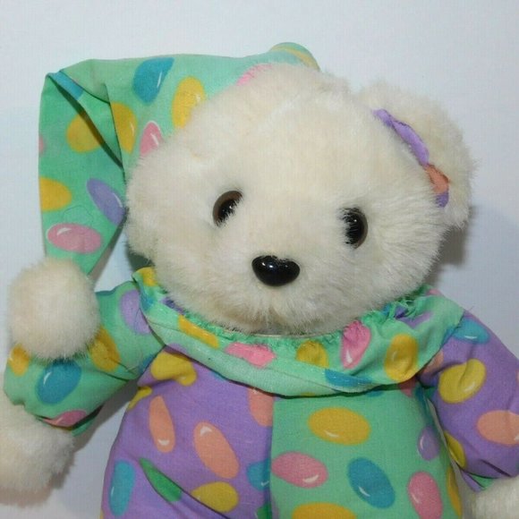 Vintage 1993 Ganz Tera Nova 10" White Plush Jelly Bean Teddy Bear - Picture 2 of 6